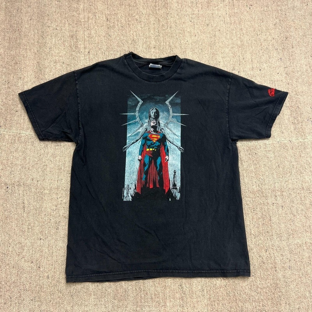 Vintage Superman Shirt Mens Large Black 1990s Graphitti Comic